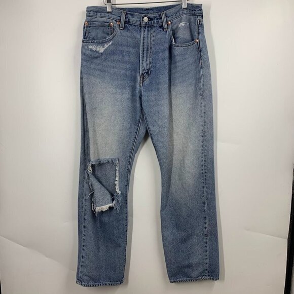 Levi's Men's 551 Classic Distressed 5 Pocket Straight Cotton Denim Jeans Size 34 - Picture 1 of 13